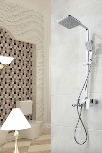 hello new chrome brass water pressure boosting bathroom rain 8"shower mixer tub faucet shower set 54000/02