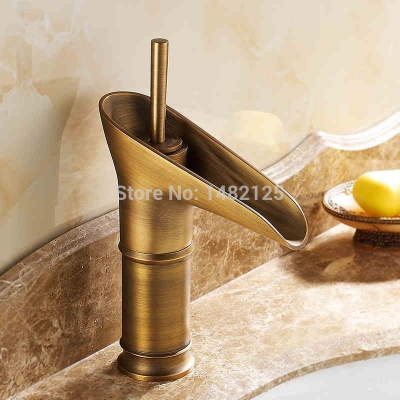 single handle antique brass bathroom sink faucet
