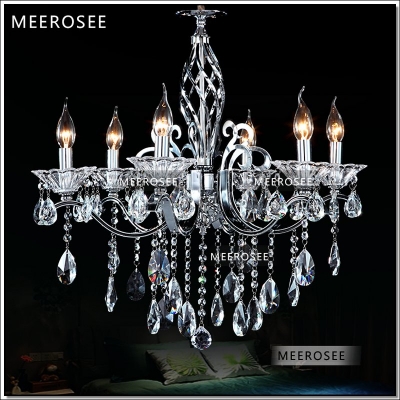 victoria 6 arms modern chrome chandelier crystal light fixture lustre hanging lamp for lobby foyer md88031 d650mm h610mm