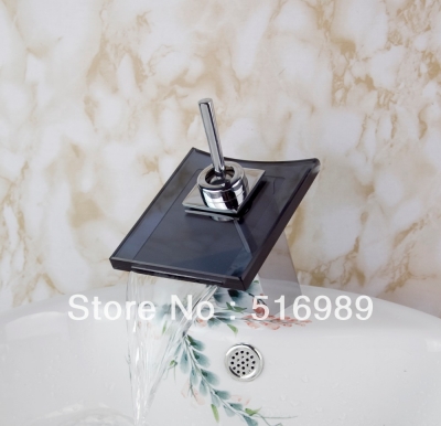 wash basin sink waterfall spout new square chrome bathroom glass spout faucet bath mixer vessel tap sink faucet tree575