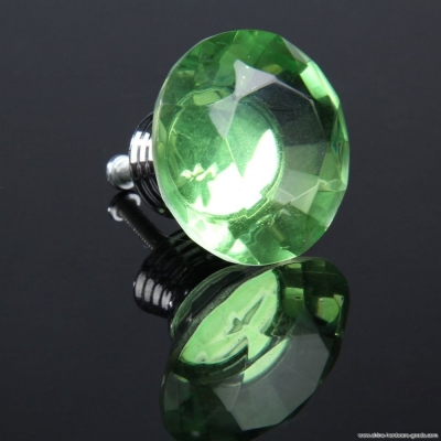 xmas 10pcs diamond shape crystal glass drawer pull handle knob (green)