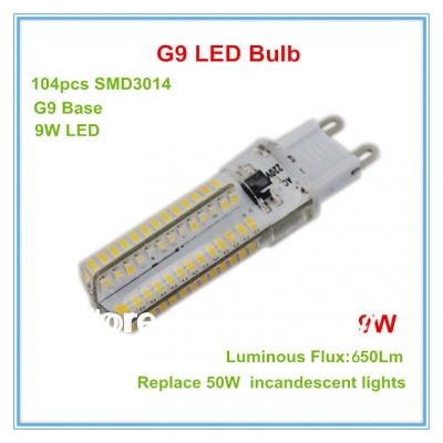 10pcs/lot g9 smd3014 led corn bulb 104 led spot light lamp 650lm cool white energy-saving 220-240v