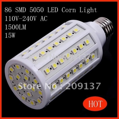 15w e27 warm white/cold white 86 smd 5050 led corn light bulb lamp 110v-240v,