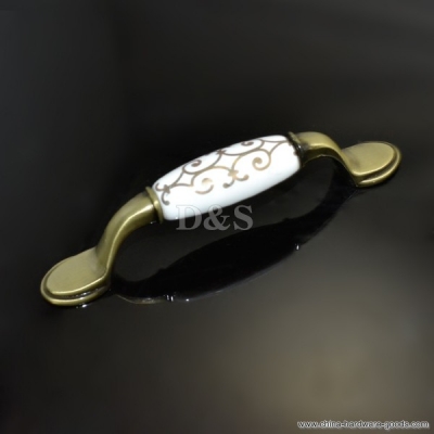 518 hole to hole 3.7"/96mm european golden flower ceramic cupboard wardrobe drawer door knob handle pull