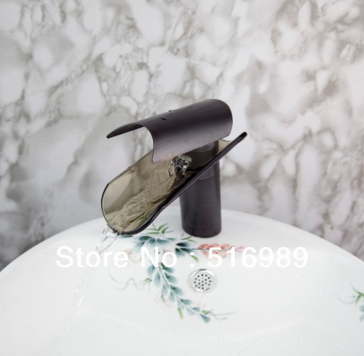deck mounted oil rubbed bronze waterfall bathroom basin faucet single handle tree451