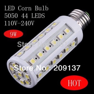 dropship e27 e14 b22 9w 5050 smd 44 led corn light bulb lamp lighting 110v-240v warranty 2 years ce rohs --