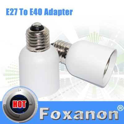 foxanon brand portable e27 to e40 lamp bulbs holder socket adapter converter white outdoor lighting use led light use 10pcs/lot