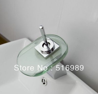 glass bathroom basin mixer tap waterfall faucet brass chrome single handle single hole leon33
