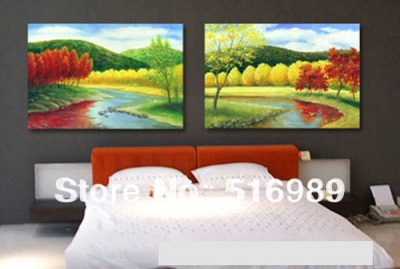 modern 2pcs huge wall water on canvas decorative oil painting art vbcierh