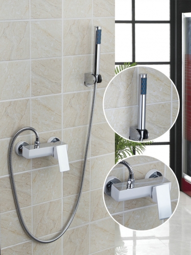 new brand single handle bathroom wall mount white painting with abs handle shower bathtub faucet 97066