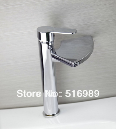 new tall style basin sink faucet waterfall spout bathroom mixer polished chrome hejia35