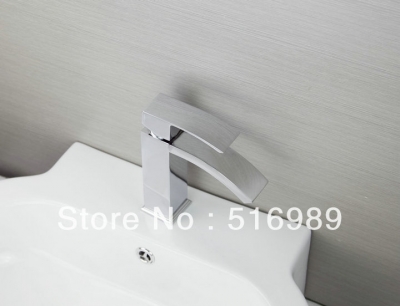 short brass&glass led waterfall bathroom brass basin sink faucet mixer tap chrome tree83..