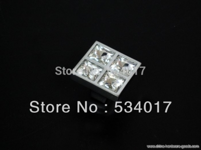 10pcs/lot clear diamond crystal glass door furniture knob on chrome zinc base(d:28mm)