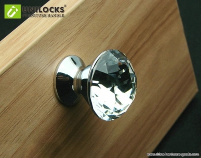 10pcs/lot decorative hardware k9 diamond crystal chrome cabinet cupboard door knob r6021 new (diameter:30mm)