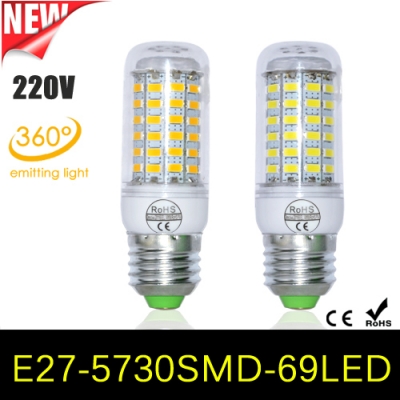 1pcs full new 18w e27 led corn bulb 69leds ac 220v samsung smd 5730 led lamp chandelier light for new year home lighting
