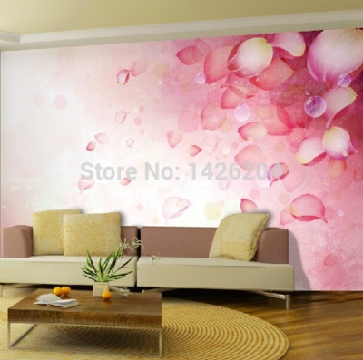 3d romantic flowers petals wallpaper large murals for girls bedding room,papel de parede rosa floral meninas