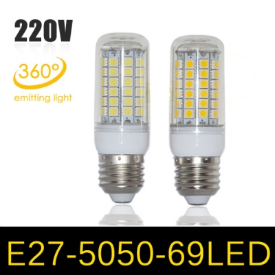 5pcs/lot ultra bright 69leds smd 5050 15w e27 ac 220v 240v led corn bulb lamp,5050smd, led light & lighting chandelier