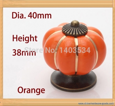 5pcs pumpkin ceramic knob orange color single hole knob zinc alloy kitchen furniture knob drawer knob