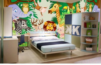animal party 3d wallpaper roll kids wall murals,wallpaper for children's bedroom,papel de parede para quarto [3d-large-murals-wallpaper-691]