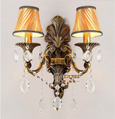 brass color crystal wall sconces light wall bracket lamp for aisle hallway porch corridor [crystal-wall-light-2726]