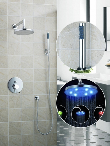 hello luxury bathroom rain shower torneira do chuveiro set 8"led faucet tap shower head 50240-42a/00 bath shower set