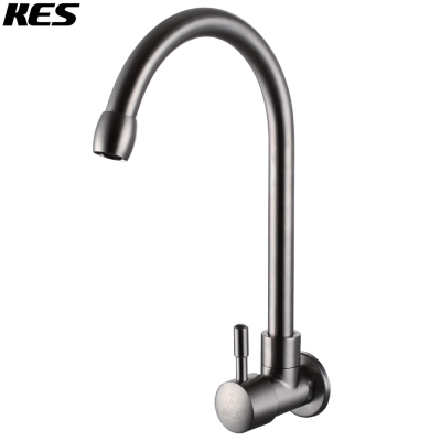 kes k950c sus304 stainless steel cold tap single lever kitchen faucet lead- wall mount 1/2" male connection, brushed