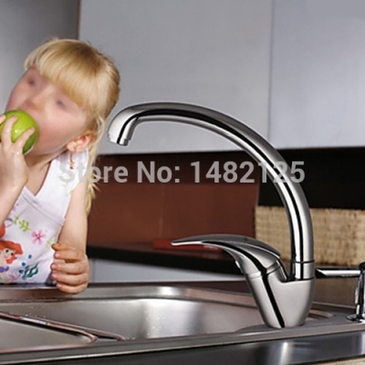 modern brass single lever kitchen sink faucet in chrome