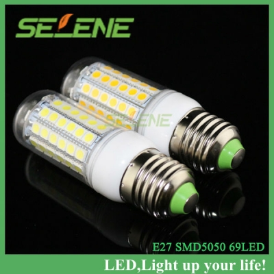 10pcs/lot 69leds smd 5050 15w e27 led 220v corn bulb lamp, warm white / white,5050smd led lighting lamp