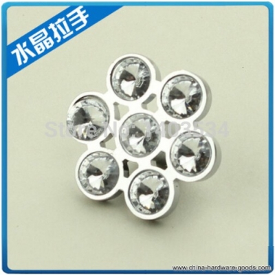 10pcs single hole glossy silver drawer pulls cabinet crystal glass furniture knob