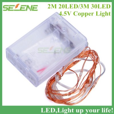 50pcs 2m 20led /3m 30led 4.5v sliver/copper wire waterproof led string light holiday light christmas lights