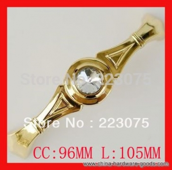 96mm gold crystal kitchen knobs and handles, knobs for cabinet, cupboard knob 10pcs/lot