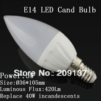 ac85-265v cree e14 5w e14 led candle light lamp warm white / cool white 50pcs/lot [led-candle-bulb-4733]