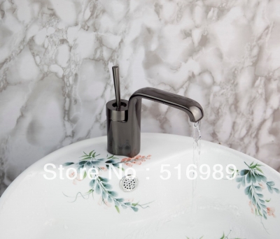 black brushed nickel waterfall bathroom sink faucet single lever basin mixer tap basin and cold water tree912