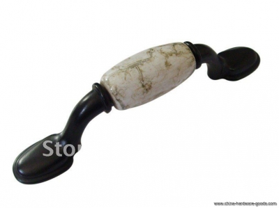 black zinc alloy ceramic door handle knobs marble crack furniture accesories 10pc per lot whole & retail discount