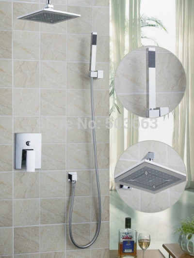 chrome ceilling mounted abs 8" rainfall wall mounted hand shower shower set torneira 57701a bathtub basin sink tap mixer faucet [shower-faucet-set-8377]