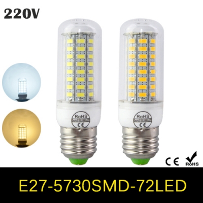 e27 smd5730 72leds bulb lamp 220v for home holiday lighting spot lights with ce rohs more brightness than 2835/3014/5630/5050smd