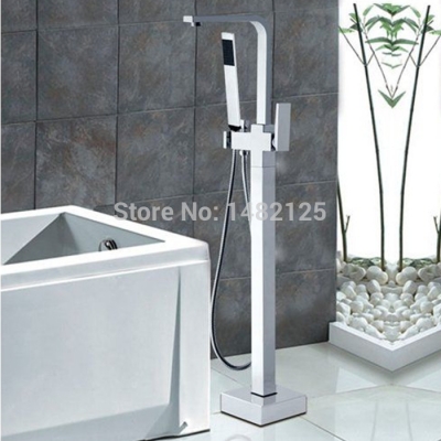 luxurious chrome finish floor mounted bathtub faucet