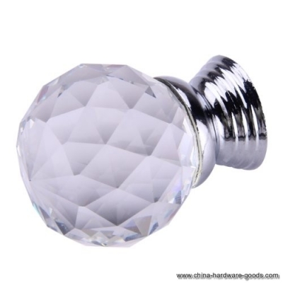 whole price clear round crystal glass cabinet drawer door pull knobs handles 30mm