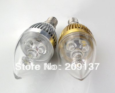 10pcs/lot e12 e14 9w led dimmable candle light bulb lamp downlight 85v-265v gold and silver