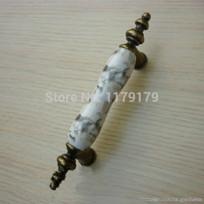 3" marble vein ceramic with antique zinc alloy drawer wine cabinet wardrobe cupboard pulls knobs gb467a