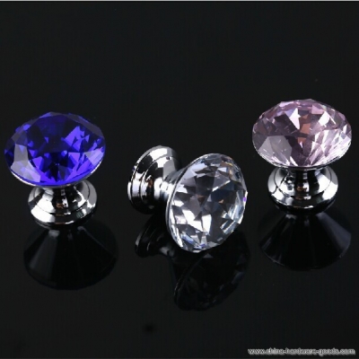 30mm blue crystal drawer knobs pink clear crystal dresser pulls silver gold furiniture handles pulls knobs dn67