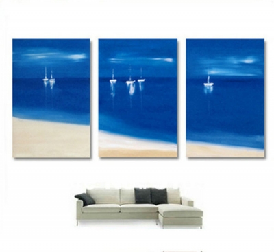 3pc canvas no frame hand-painted seascape boat landscape art oil painting foobar1