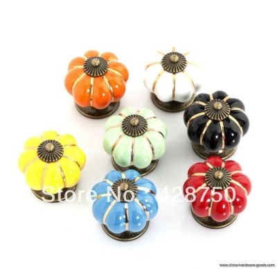 40mm pumpkin ceramic knobs bedroom kitchen door cabinet cupboard knob pull drawers handle (color optional, 5 pieces/lot)