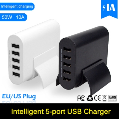 50w 5v 10a 5 ports usb charger for iphone6 ipad smart phone mobile phone usb charger home travel adapter