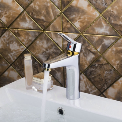 bathroom golden&chrome brass deck mounted 97139 sink plumbing fixture curve spout faucets grifo basin torneira tap mixer faucet [bathroom-mixer-faucet-1652]