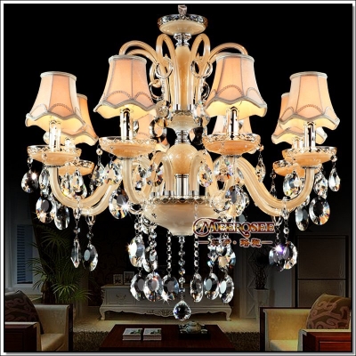 champange 8 lights crystal chandelier lighting glass chandelier luster lamp for living room meeting room lobby md88001 [glass-chandeliers-3582]