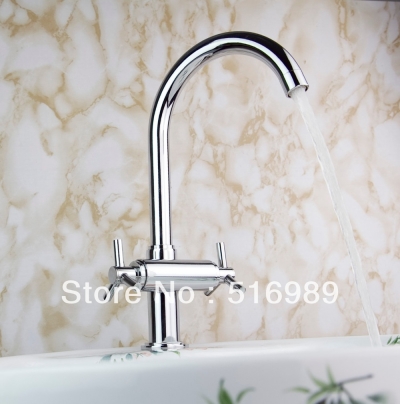 /cold water brand new concept swivel kitchen faucet polished chrome mixer double handles tap tree330