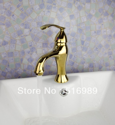 elegant golden brass round waterfall bathroom basin faucet soild brass body mixer tree152