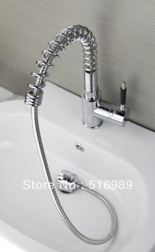 factory direct ! pull out kitchen faucet.solid brass thicken chrome spring faucets.two spouts kitchen mixer tap sam91