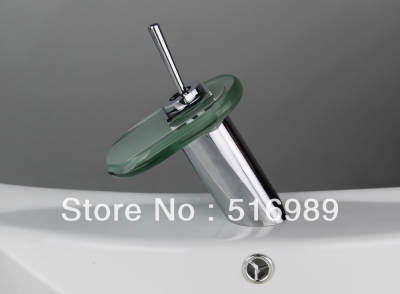 glass single handle chrome bathroom waterfall sink faucet one hole basin mixer tap f-008